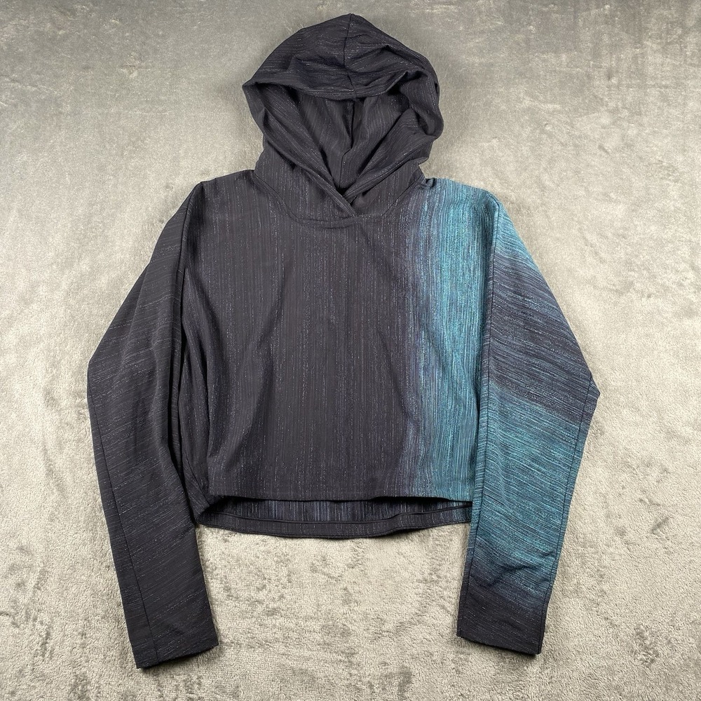 Lululemon Lab Varsa Hoodie Womens Size M Blue Aurora Glow Cropped Athletic Yoga
